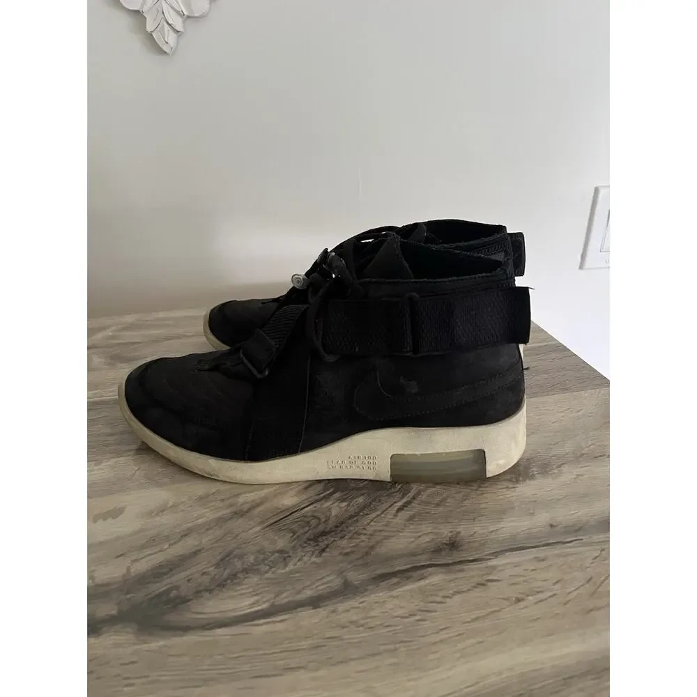 Size 10 - Nike Air Fear Of God Raid Black Mens Suede High top mid rise sneakers